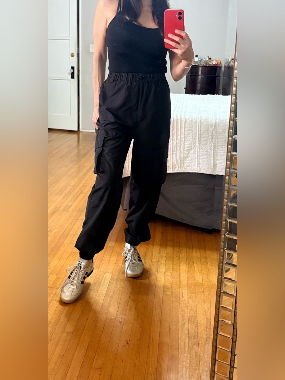 Noli Black Cargo Joggers with Elastic Waist
